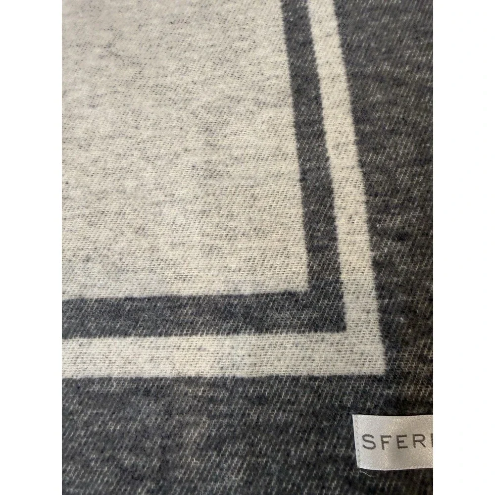 Sferra Fine Linens Viletta Throw Blanket Gray Tan 53x78 Cashmere Wool Cotton Bld